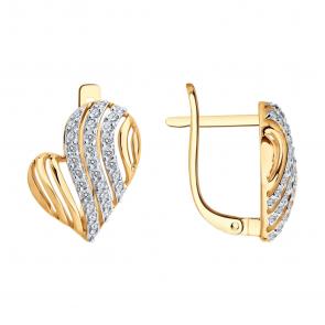 Золотые серьги SOKOLOV с фианитом 0200901 фото