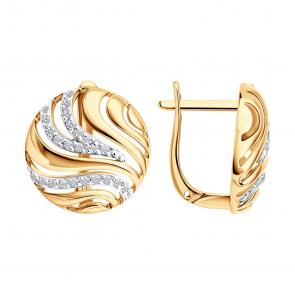 Золотые серьги SOKOLOV с фианитом 0200907 фото