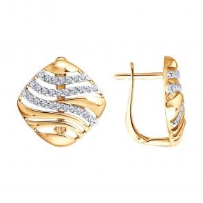 Золотые серьги SOKOLOV с фианитом 0200912 фото