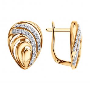 Золотые серьги SOKOLOV с фианитом 0200914 фото