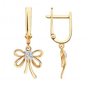 Золотые серьги SOKOLOV с фианитом 0200919 фото