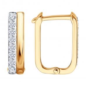 Золотые серьги SOKOLOV с фианитом 0200946 фото