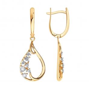 Золотые серьги SOKOLOV с фианитом 0200955 фото