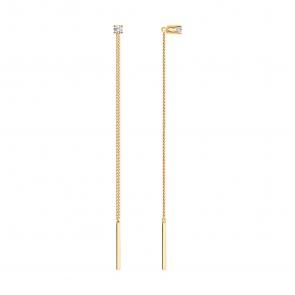 Золотые серьги SOKOLOV с фианитом 020611 фото