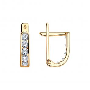 Золотые серьги SOKOLOV с фианитом 021499 фото