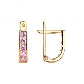 Золотые серьги SOKOLOV с фианитом 021501 фото