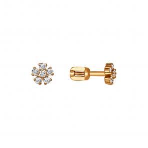 Золотые серьги SOKOLOV с фианитом 021758 фото