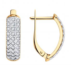 Золотые серьги SOKOLOV с фианитом 021818 фото