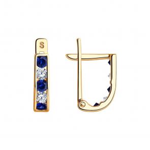 Золотые серьги SOKOLOV с фианитом 021865 фото