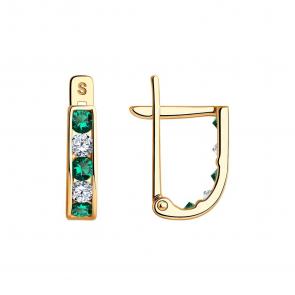 Золотые серьги SOKOLOV с фианитом 021867 фото