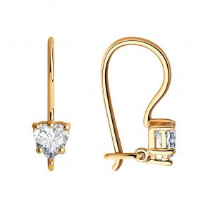 Золотые серьги SOKOLOV с фианитом 021929 фото