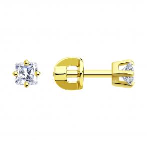 Серьги из лимонного золота SOKOLOV с фианитом 022167-2 фото