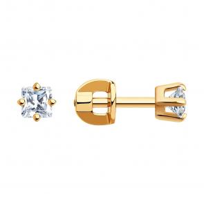 Золотые серьги SOKOLOV с фианитом 022167 фото