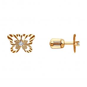 Золотые серьги SOKOLOV с фианитом 022666 фото