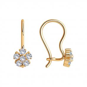 Золотые серьги SOKOLOV с фианитом 022674 фото