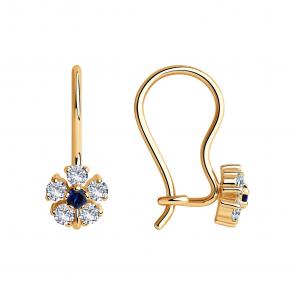 Золотые серьги SOKOLOV с фианитом 022680 фото