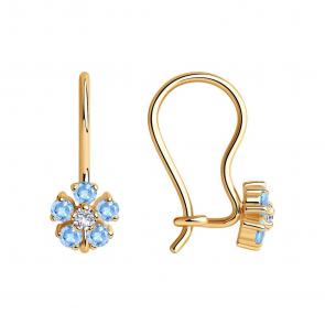 Золотые серьги SOKOLOV с фианитом 022682 фото