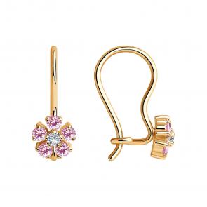 Золотые серьги SOKOLOV с фианитом 022683 фото