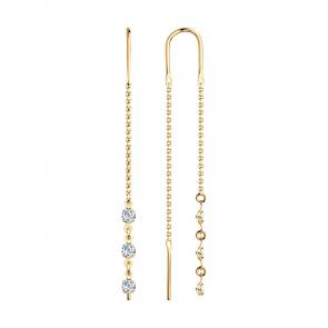 Золотые серьги SOKOLOV с фианитом 022807 фото