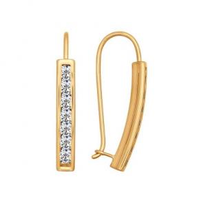 Золотые серьги SOKOLOV с фианитом 022827 фото