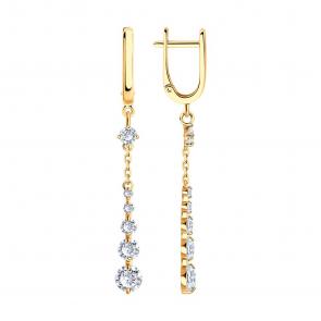 Золотые серьги SOKOLOV с фианитом 022953 фото