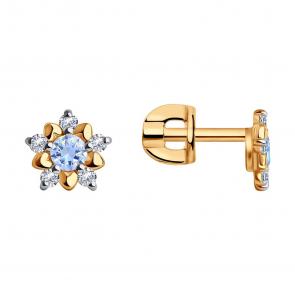 Золотые серьги SOKOLOV с фианитом 024038 фото