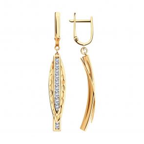 Золотые серьги SOKOLOV с фианитом 024374 фото