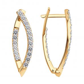 Золотые серьги SOKOLOV с фианитом 024450 фото