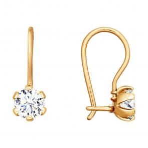 Золотые серьги SOKOLOV с фианитом 024678 фото