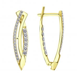 Серьги из лимонного золота SOKOLOV с фианитом 024758-2 фото