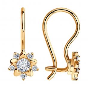 Золотые серьги SOKOLOV с фианитом 024788 фото