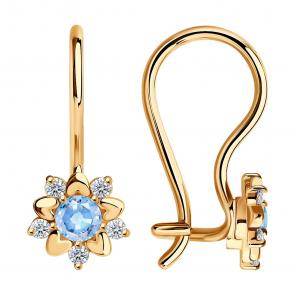 Золотые серьги SOKOLOV с фианитом 024789 фото