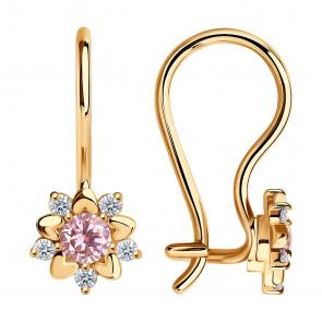 Золотые серьги SOKOLOV с фианитом 024792 фото