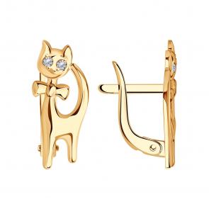 Золотые серьги SOKOLOV с фианитом 025005 фото