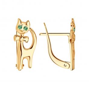 Золотые серьги SOKOLOV с фианитом 025006 фото