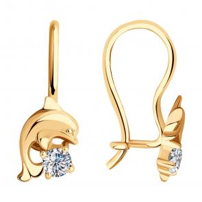 Золотые серьги SOKOLOV с фианитом 025469 фото