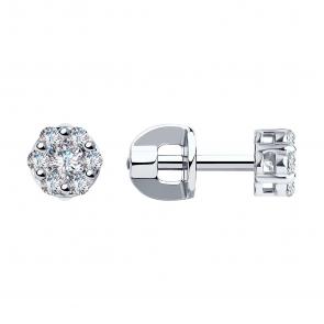 Серьги из белого золота SOKOLOV с фианитом 025796 фото