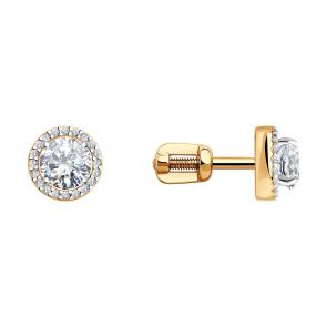 Золотые серьги SOKOLOV с фианитом 025890 фото