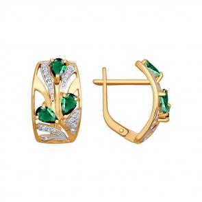 Золотые серьги SOKOLOV с фианитом 025957 фото