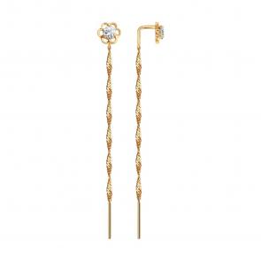 Золотые серьги SOKOLOV с фианитом 025969 фото