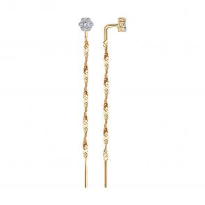 Золотые серьги SOKOLOV с фианитом 025997 фото