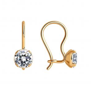 Золотые серьги SOKOLOV с фианитом 026230 фото