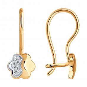 Золотые серьги SOKOLOV с фианитом 026311 фото