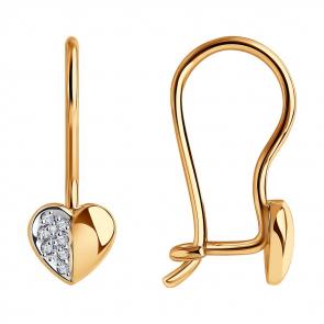 Золотые серьги SOKOLOV с фианитом 026312 фото