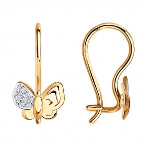 Золотые серьги SOKOLOV с фианитом 026313 фото