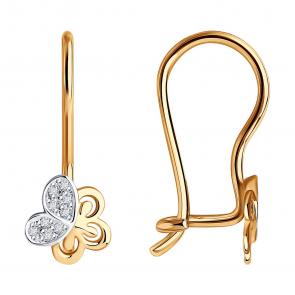 Золотые серьги SOKOLOV с фианитом 026314 фото