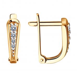 Золотые серьги SOKOLOV с фианитом 026485 фото