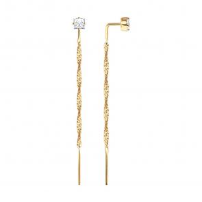 Золотые серьги SOKOLOV с фианитом 026509 фото