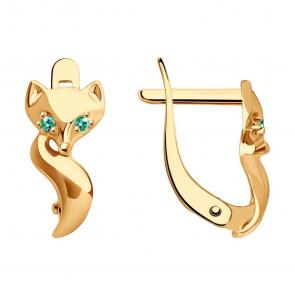 Золотые серьги SOKOLOV с фианитом 026552 фото