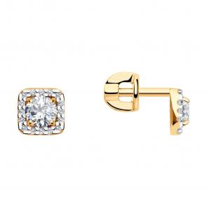 Золотые серьги SOKOLOV с фианитом 026616 фото